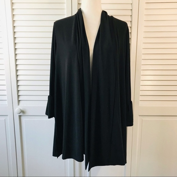 2/25 SLINKY BRAND Black Open Front Cardigan Size Small - Picture 1 of 8